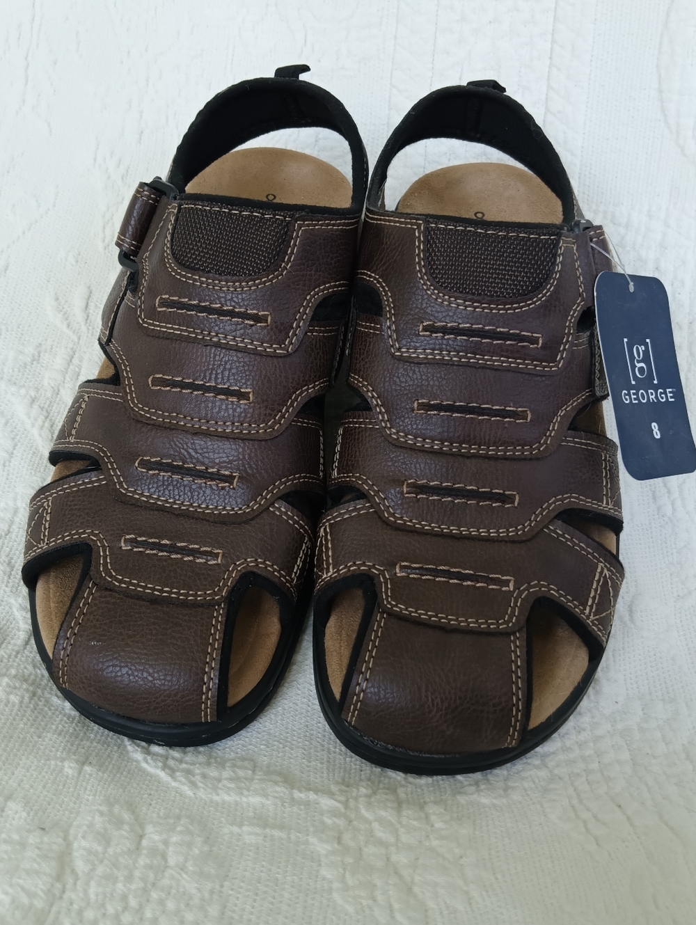 George Brown Fisherman-Style Leather Sandals Basic Closed Toe Hiking Outdoors 8 - Picture 7 of 8